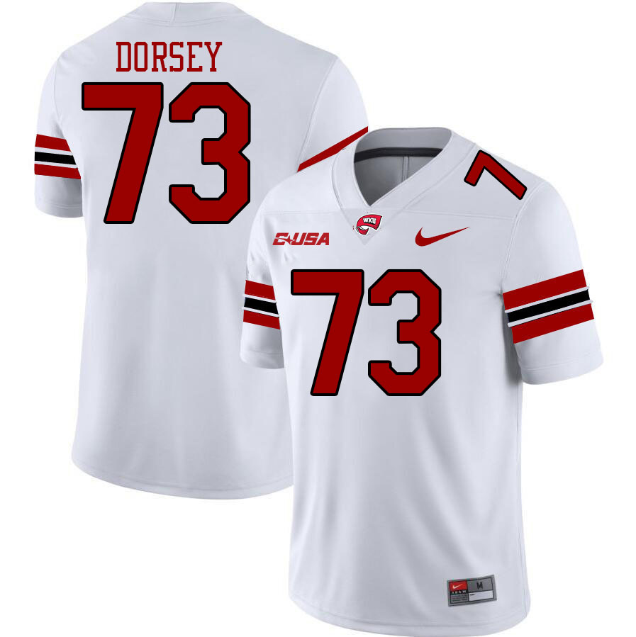 Western Kentucky Hilltoppers #73 Wes Dorsey College Football Jerseys Stitched Sale-White